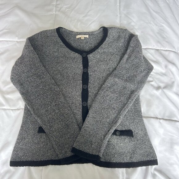 Mary Firenze Sweaters - Mary Firenze Womens S Sweater Italy Black White Wool Blend Button Down Cardigan